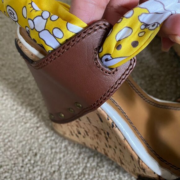 MISS SIXTY NORA Women's Brown Yellow Wedge Heel Sandal's Size 8 (EU 38) Y2K - Picture 6 of 12